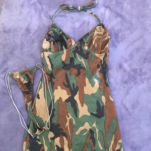 Camouflage dress with matching thong